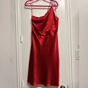 Red Express one shoulder midi dress